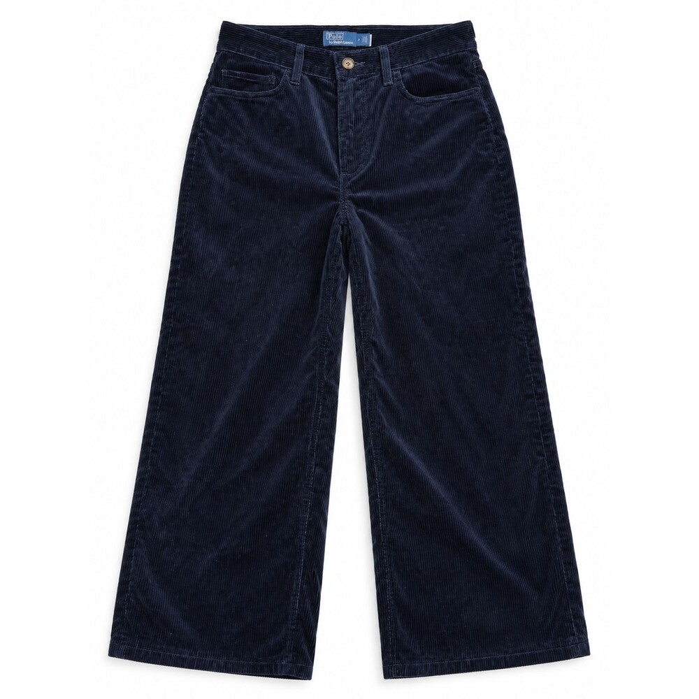Polo Ralph Lauren Navy Corduroy Wide Leg Cropped Pants Size 2 Preppy